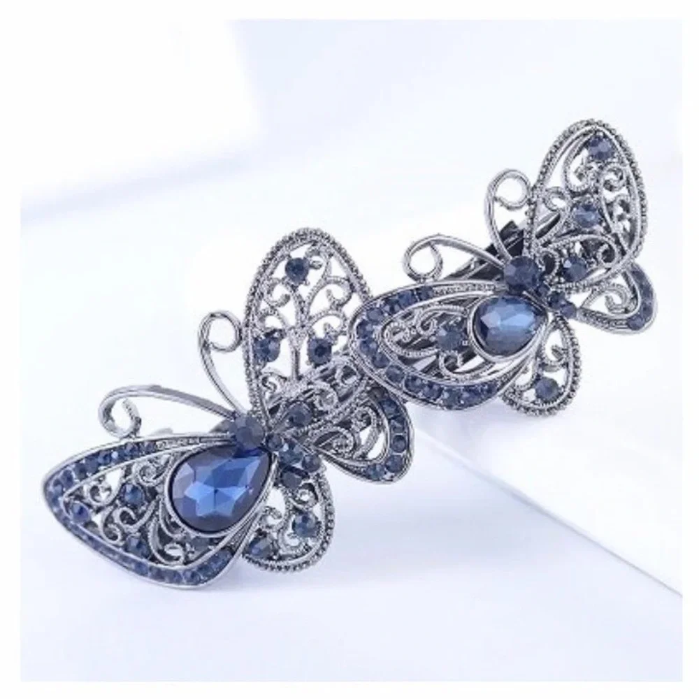 Single Retro Hair Accessories Barrettes For Women - Crystal Butterfly